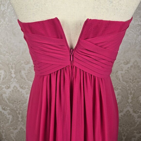 David's Bridal Size 4 Strapless Pink Floor Length Gown Pleated Top Flowy Skirt - Picture 8 of 12